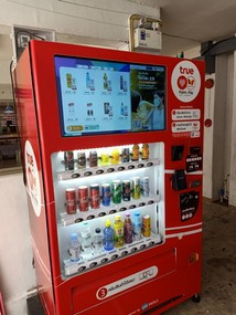 Smart drink vending machine accepting cash and local mobile wallet by scanning QR code